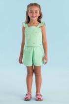 Conjunto Infantil Menina Blusa/Short Verde Candy Mon Sucré Conjunto Infantil Menina Blusa/Short Verde Candy Mon Sucré