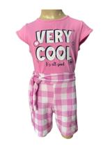 Conjunto Infantil Menina Blusa Short Xadrez cLaço em Malha Macia Confortável Verão Estiloso - BKids