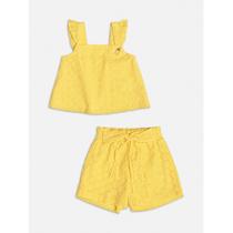 Conjunto Infantil Menina Blusa/Shorts em Lase Amarelo Momi Conjunto Infantil Menina Blusa/Shorts em Lase Amarelo Momi