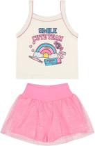 Conjunto Infantil Menina Blusa Shorts Saia De Tule E Glitter Conjunto Infantil Menina Blusa Shorts Saia De Tule E Glitter
