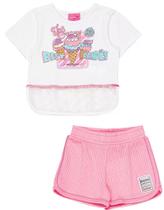 Conjunto Infantil Menina Blusa Sorvete/Short Rosa Momi