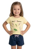 Conjunto Infantil Menina Blusa Summer e Shorts Moletinho GKS
