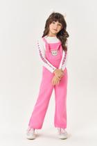 Conjunto Infantil Menina Blusa Trendy E Jardineira Rosa- Cinti