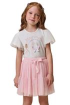 Conjunto Infantil Menina Blusa Tule Strass Pérola + Saia Tule Rosa Shorts Embutido Conjunto Infantil Menina Blusa Tule Strass Pérola + Saia Tule Rosa Shorts Embutido