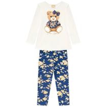 Conjunto infantil menina blusa urso e Legging Milon