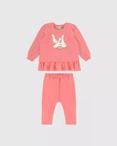 Conjunto Infantil Menina Blusão Com Tule Em Moletom Flanelado Malwee Kids