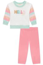 Conjunto Infantil Menina Blusão E Calça Legging Rosa Molecotton Hello Kukiê Moda Inverno Conjunto Infantil Menina Blusão E Calça Legging Rosa Molecotton Hello Kukiê Moda Inverno