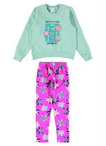 Conjunto Infantil Menina Blusão e Calça Moletom Verde Malwee Kids