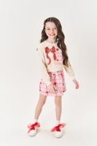Conjunto Infantil Menina Blusão Laço E Short-Saia Rosa Mundo Cinti Conjunto Infantil Menina Blusão Laço E Short-Saia Rosa Mundo Cinti