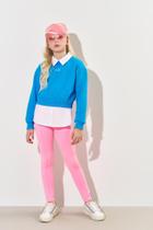 Conjunto Infantil Menina Blusão + Legging Azul/Rosa CTV Conjunto Infantil Menina Blusão + Legging Azul/Rosa CTV