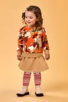 Conjunto Infantil Menina Blusão Saia Com S Embutidohort e Meia 3/4 Elian