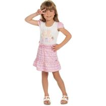 Conjunto Infantil Menina Body Em Cotton E Saia Relive Xadrez 2 peças - Pic Nic