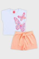 Conjunto Infantil Menina Borboletas Kely Kety Cor:BrancoTamanho:10 Conjunto Infantil Menina Borboletas Kely Kety Cor:BrancoTamanho:10