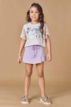 Conjunto Infantil Menina Borboletas Short Saia Branco Kukiê Conjunto Infantil Menina Borboletas Short Saia Branco Kukiê