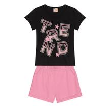 Conjunto Infantil Menina Brandili Camisa Manga Curta Trend Com Short Passeio Festa