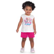 Conjunto Infantil Menina Brincar Gatinha Verão Rosa Kyly