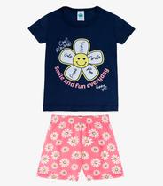 Conjunto Infantil Menina Camisa E Short Viston Azul