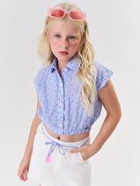 Conjunto Infantil Menina Camisa Listrada E Short-Saia Azul Catavento