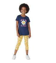 Conjunto Infantil Menina Camisa Manga Curta Com Calça Estampada Hering