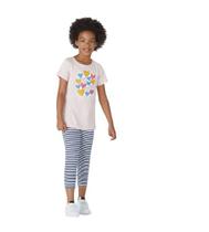 Conjunto Infantil Menina Camisa Manga Curta Com Calça Estampada Hering