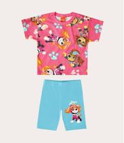 Conjunto Infantil Menina Camiseta e Bermuda Patrulha Canina SKYE Malwee Kids Nickelodeon
