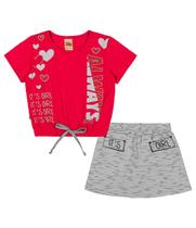 Conjunto Infantil Menina Camiseta e Short Saia Estampa Always