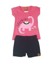 Conjunto infantil menina camiseta e short só vestir
