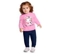 Conjunto Infantil Menina Casaco Calça Moletom Pelúciado Unicórnio Kyly