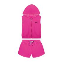 Conjunto Infantil Menina Colete/Short Nylon Rosa Nina Go Conjunto Infantil Menina Colete/Short Nylon Rosa Nina Go