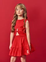 Conjunto Infantil Menina com Amarração Vermelho Mundo Cinti