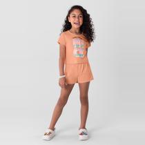 Conjunto infantil menina com blusa cropped Brandili