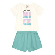 Conjunto infantil menina com blusa cropped Brandili