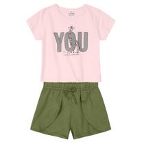 Conjunto infantil menina com blusa cropped Brandili