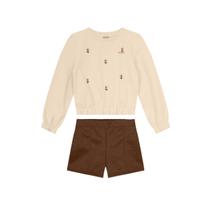 Conjunto Infantil Menina Com Bordado Fino Natural Mundi