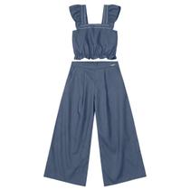 Conjunto infantil menina com cropped e calça Mundi