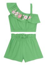 Conjunto Infantil Menina com Flores Brilhantes Brandili Conjunto Infantil Menina com Flores Brilhantes Brandili