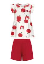 Conjunto Infantil Menina com Malha Estampada Maças Alakazoo