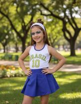 Conjunto Infantil Menina Copa Do Mundo Brasil Temático Seleção Brasileira