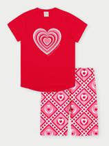 Conjunto Infantil Menina Coração Vermelho Abrange