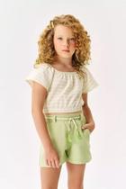 Conjunto Infantil Menina Croped E Short Em Sarja Eco Catavento