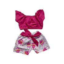 Conjunto Infantil Menina Cropped c/ Short Estilo Blogueirinha