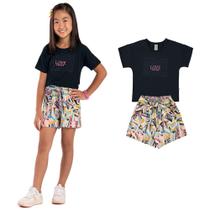 Conjunto Infantil Menina Cropped Love E Short Boca Grande Conjunto Infantil Menina Cropped Love E Short Boca Grande