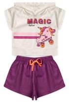 Conjunto Infantil Menina Cropped Magic Patins C/ Capuz