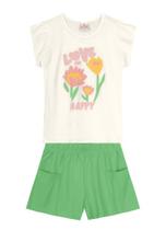 Conjunto Infantil Menina de Flores com Glitter Brandili
