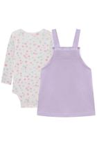 Conjunto Infantil Menina Do 1 Ao 3 Com Body Manga Longa E Jardineira Moletom Kukiê 79755