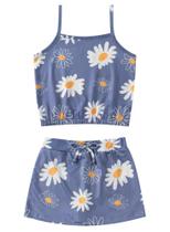 Conjunto Infantil Menina Doce Azul-Flores