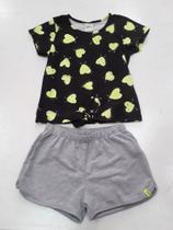 Conjunto infantil menina elian verão com estampa de corações