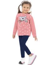Conjunto Infantil Menina em Casaco Moletom peluciado e Legging Cotton Coala 2 peças T Fakini Forfun Conjunto Infantil Menina em Casaco Moletom peluciado e Legging Cotton Coala 2 peças T Fakini Forfun