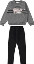 Conjunto Infantil Menina em Moletom Flanelado Girls Club Malwee Cinza/Preto-Tamanho 4