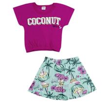 Conjunto Infantil Menina Estampado Cintura em Elástico Rovitex Pink Conjunto Infantil Menina Estampado Cintura em Elástico Rovitex Pink